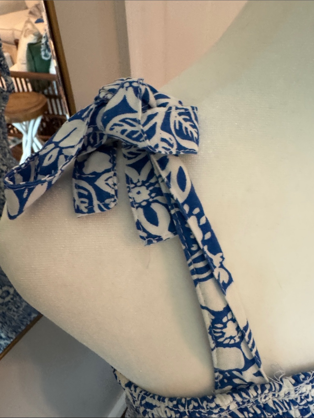 Jessica Simpson Blue and White Floral Tie-Shoulder Sundress SZ M - Picture 2 of 7